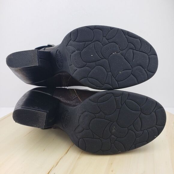 KORK EASE Boots Sz 8M Mid Calf Brown Leather Strappy Buckle Heeled Moto Western - Picture 6 of 12